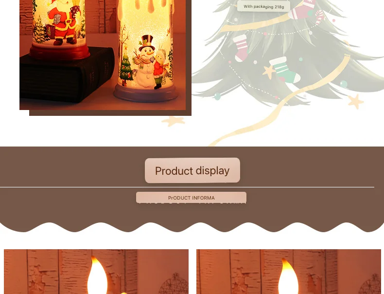 New Christmas Decorative Candle Light LED Simulation Flame Candle Santa Claus Snowman Decorative Night Light