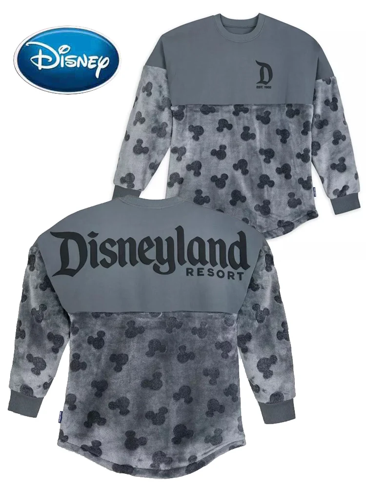 

Disney World Disneyland Sweatshirt Mickey Mouse Unisex Sweatshirt Fleece Patchwork Couple Women Long Sleeve Jumper Loose Tops