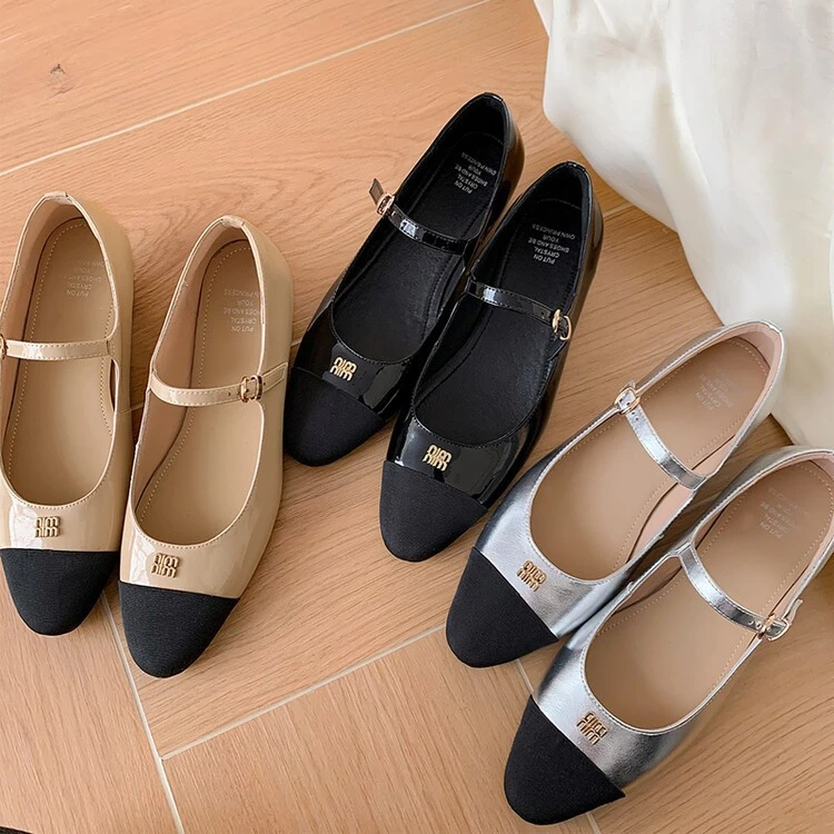 

Concise Square Toe Pumps with 1-3cm Low Heel in Stock 2024 Spring New Arrival Mary Jane Shoes with Color Block Kitten Heels