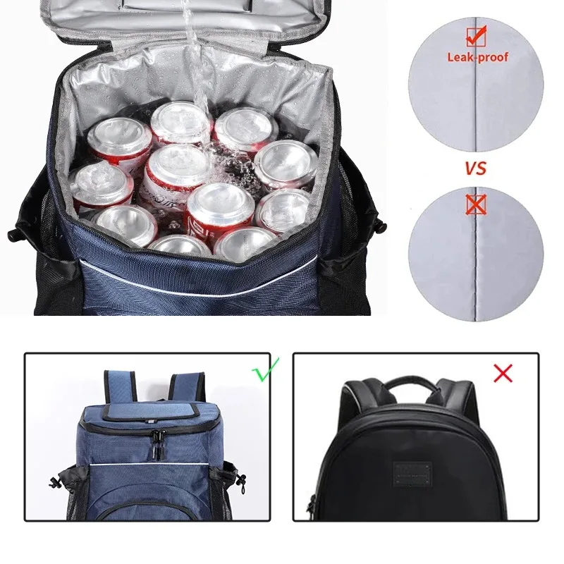 Cooler bag Cooler bag Soft Large 36 Cans Thermal Backpack Insulated Bag Travel Beach Beer Leak-proof Food Storage Bag