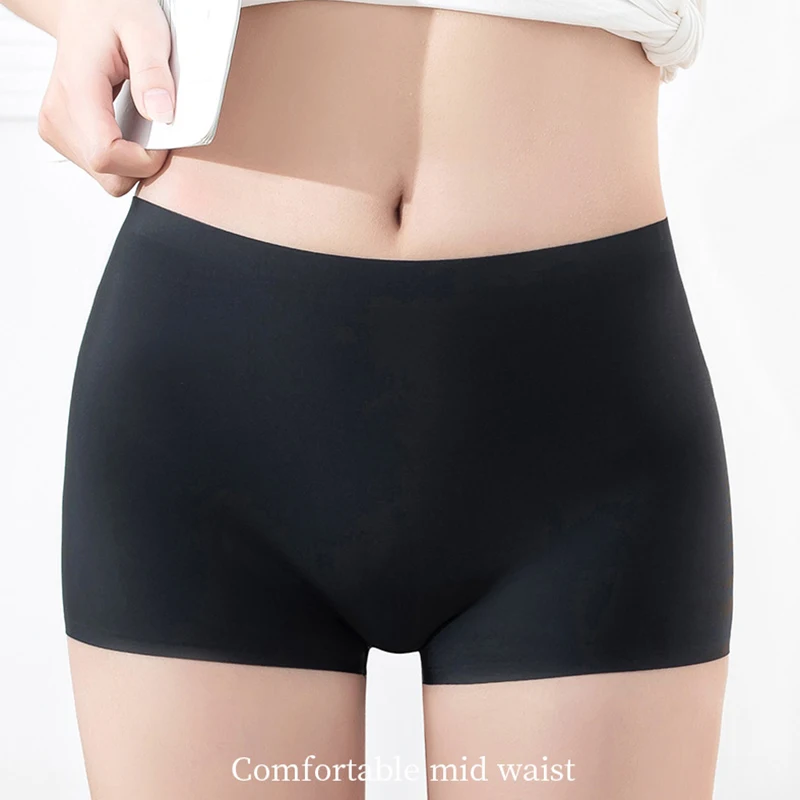Safety Shorts Safety Pants Biker Shorts Workout Shorts Seamless Panties Safety Pants Mid Waist Women's Shorts Under The Skirt Ice Silk Seamless Panties Breathable Boxer Briefs Cycling Shorts XXL