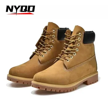 Timberland Rhubarb Boots Martin Men\'s Outdoor High-top Waterproof Moto Riding Shoes Women\'s First-layer Cowhide Can\'t Kick Bad 1