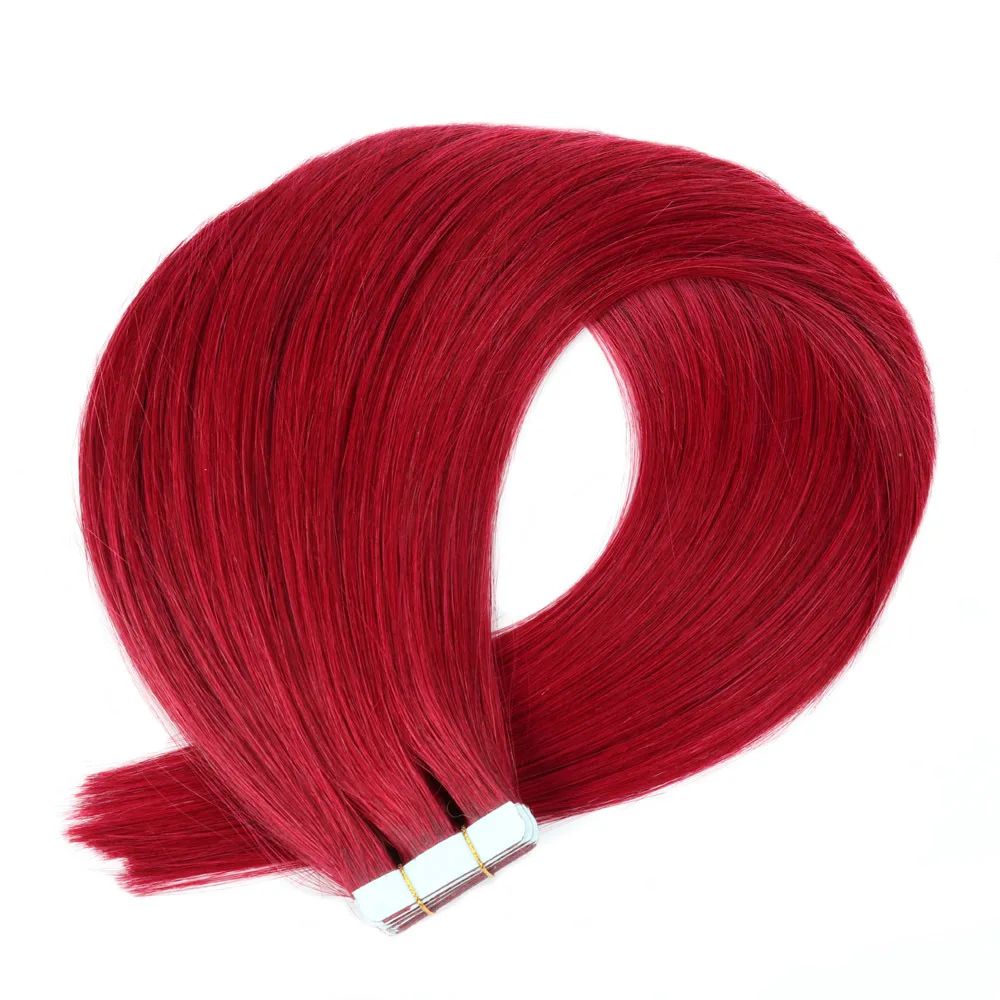 실키 스트레이트 테이프 헤어 익스텐션, 버그 컬러 레미 인모 심리스 스킨, 살롱 하이 퀄리티 PU 테이프, 헤어 익스텐션