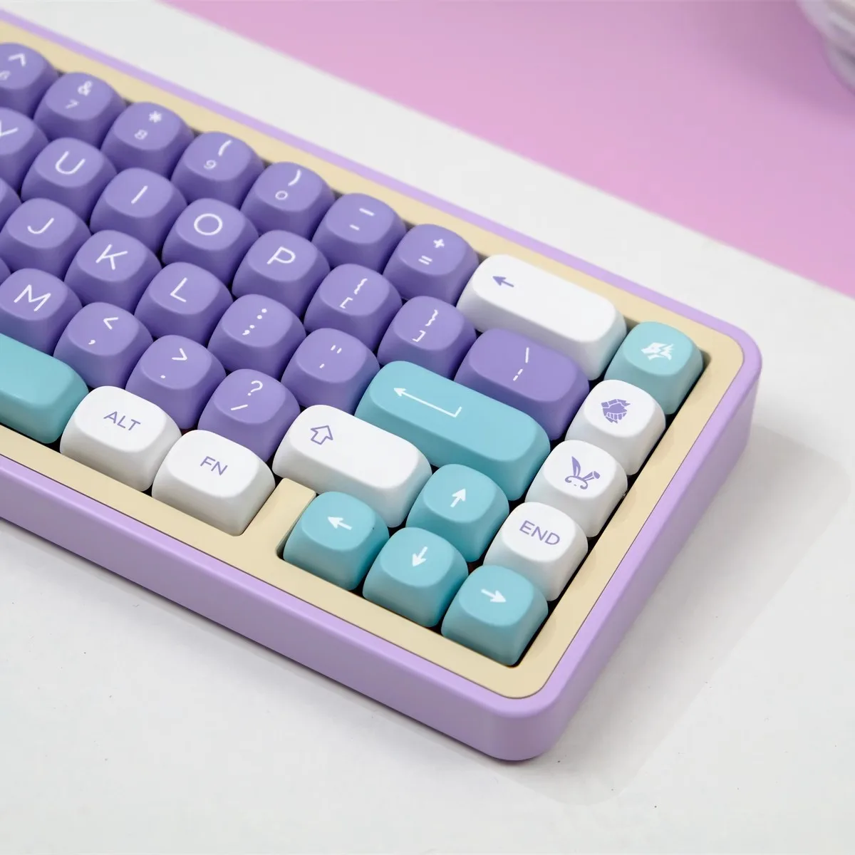Multicolor Pbt Keycaps Grupo Mulan Keycaps Sublimação de Tintura Perfil Moa Keycap Roxo para Keychron q2 k2 Anne Gh60 Gk64 Poker 980 126 Chaves - Imagem 5