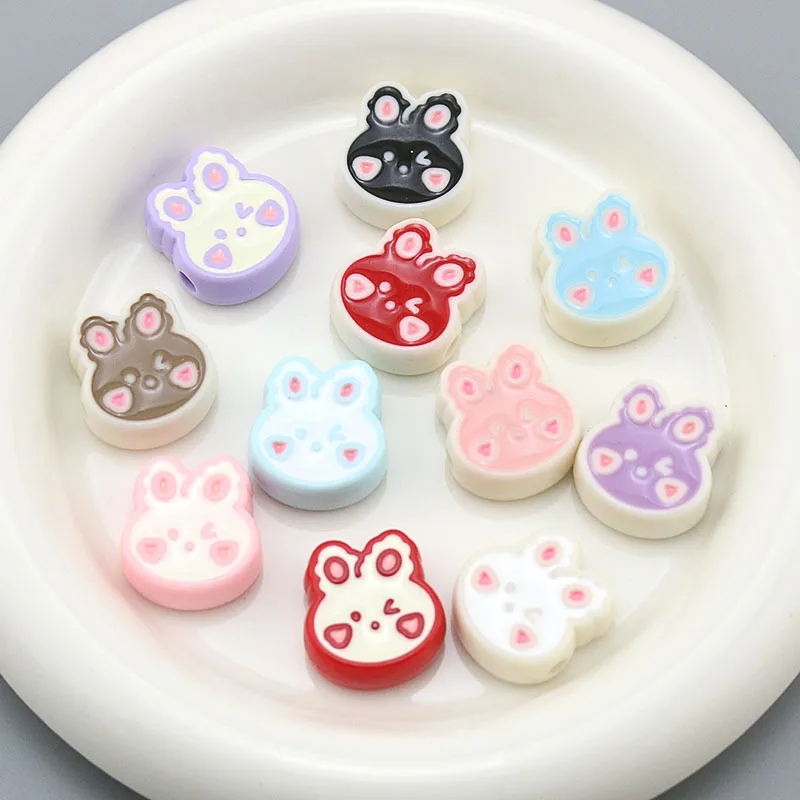 

23x21mm Cute Rabbit Shaped Acrylic Beads Loose Spacer Beads For Jewelry Making Diy Handmade Phone Chains Bracelet Accessories