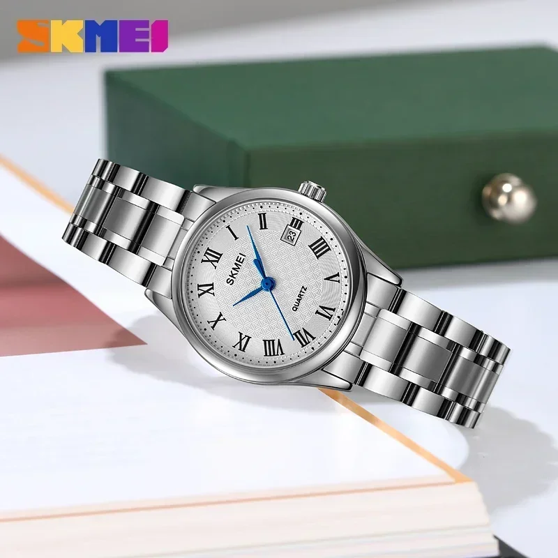 SKMEI 2178 Luxury Stainless Steel Quartz Watch for Women Casual Rhinestone Wristwatches Ladies Waterproof Girl Reloj Mujer 1620