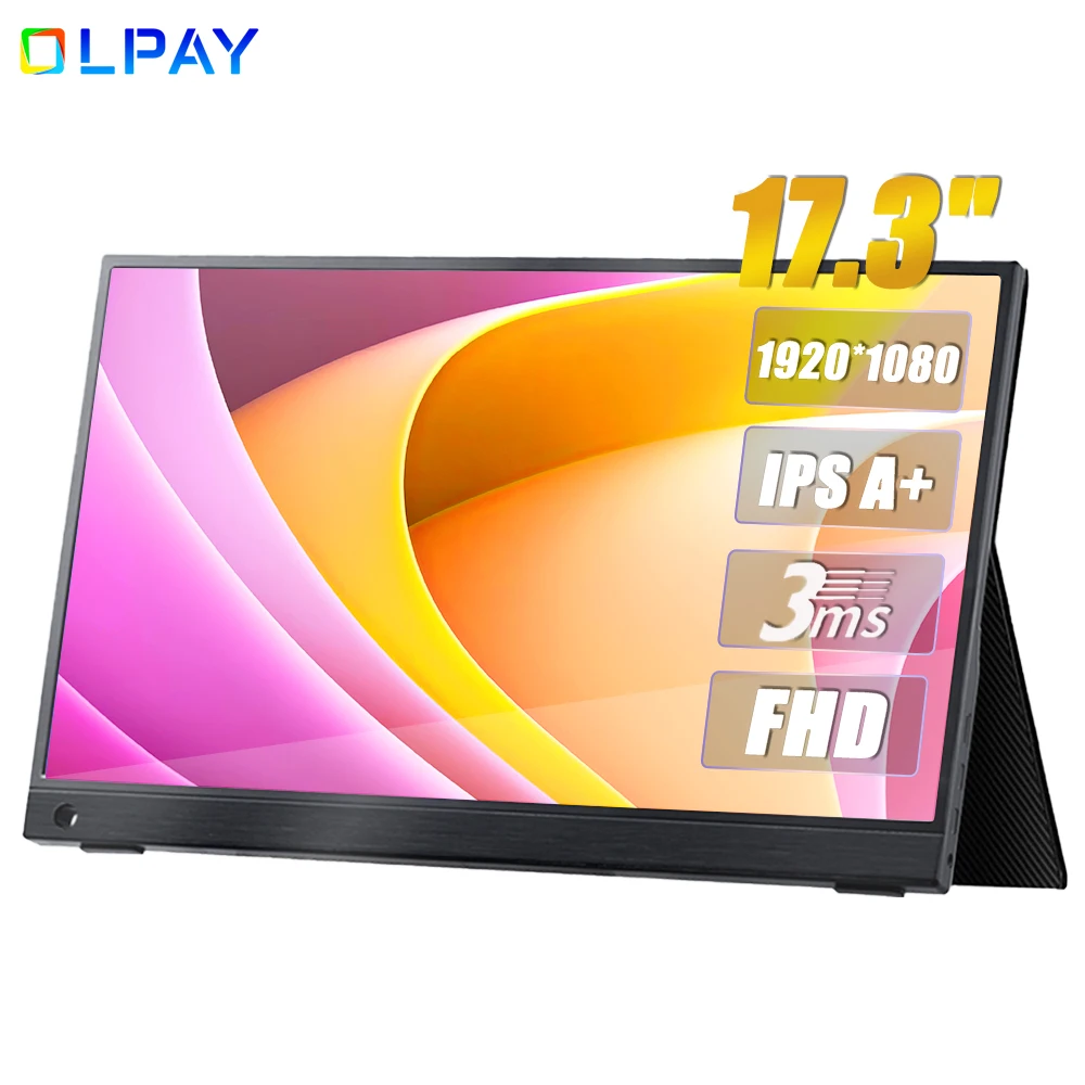 17.3 Inch 1080p Portable Monitor Ips Screen Computer External Usb C