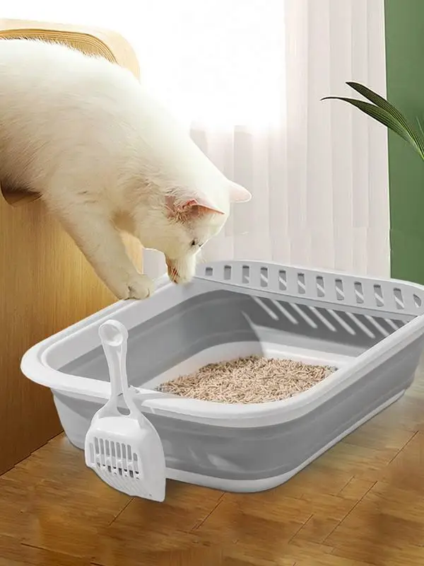 

Контейнер для кошачьего туалета, складной неглубокий туалет для котят, водонепроницаемый дорожный горшок для котят