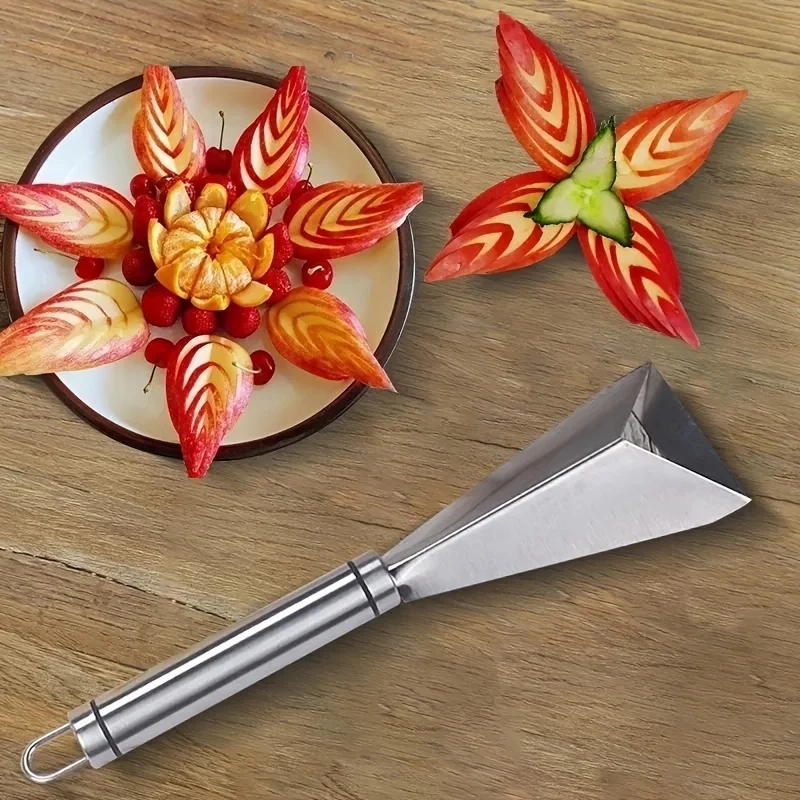 Stainless Steel Fruit and Vegetable Slicer Apple Shaper Carving Knife Cucumber Disc Pattern Cutter