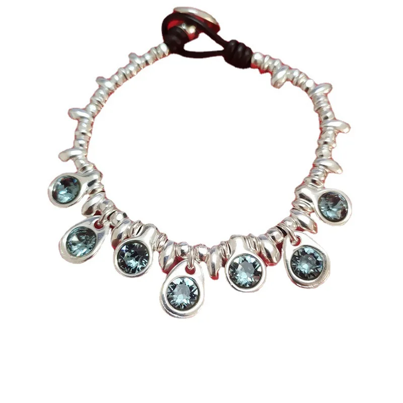 Exquisite European and American Original Fashion Electroplating 925 Silver Multiple Green Crystals Bracelet Elegant Jewelry Gift