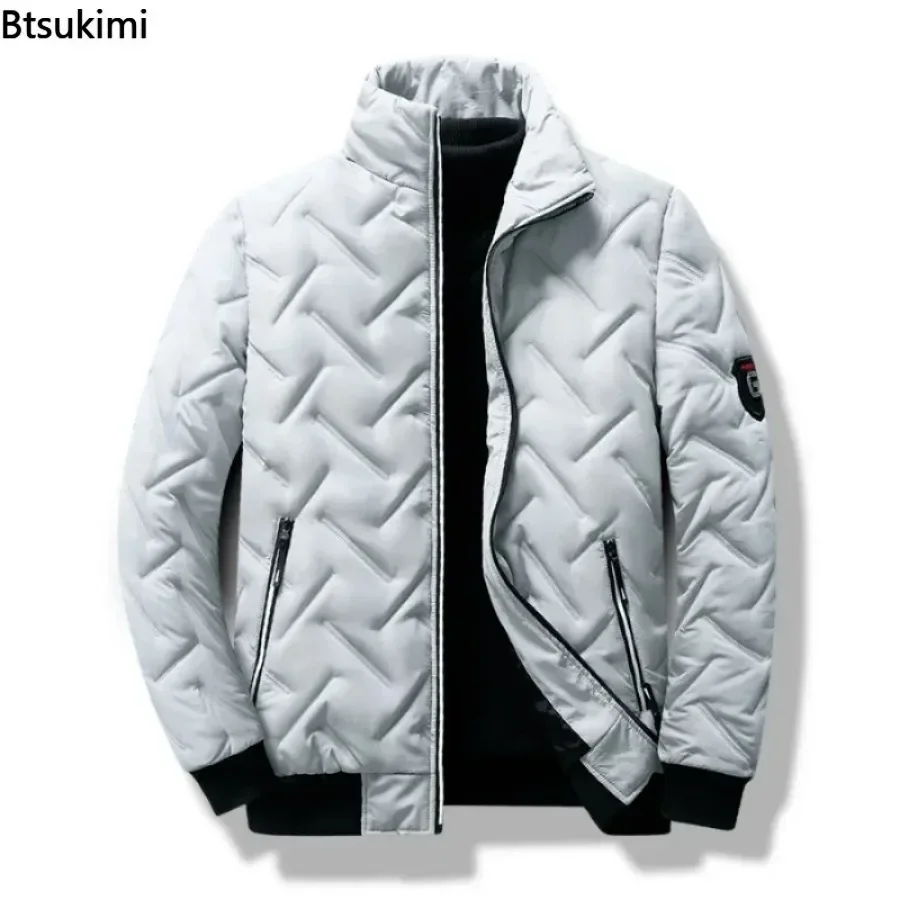 ジャケット・アウター STAND COLLAR DOWN JACKET WHITE ZEBRA Men Quilted Padded Jacket W. Standup Collar - White
