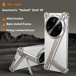 Eary Aluminum Frameless Shockproof Phone Case with Stand and Minimalist Design - Aluminum (Titanium)