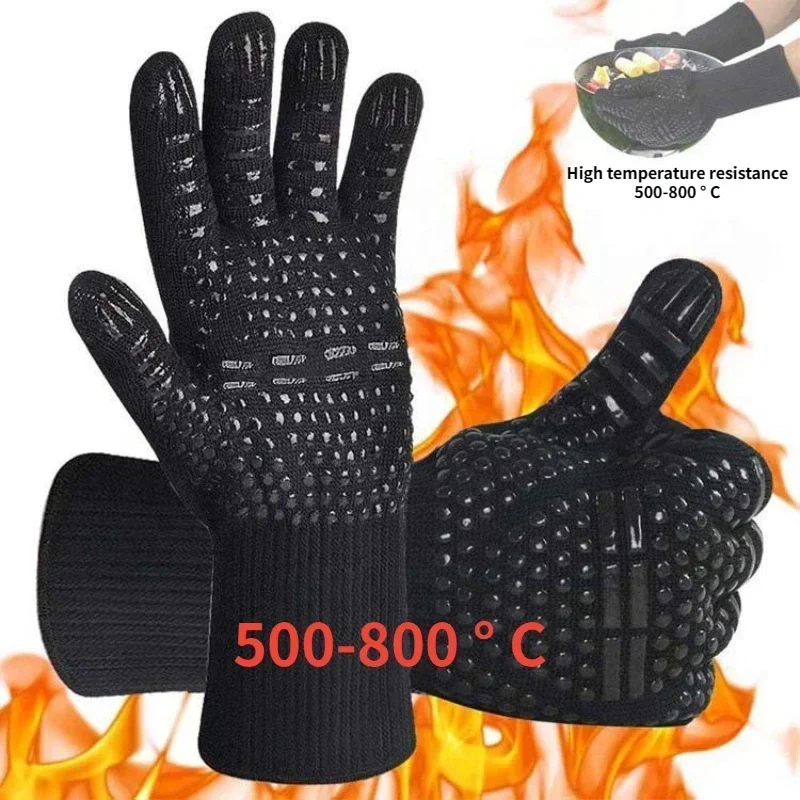1 pcs Fire Resistant Oven Gloves Heat Resistant, Cut Resistant Silicone Grilling Gloves-Smoker Kitchen Safe Cooking