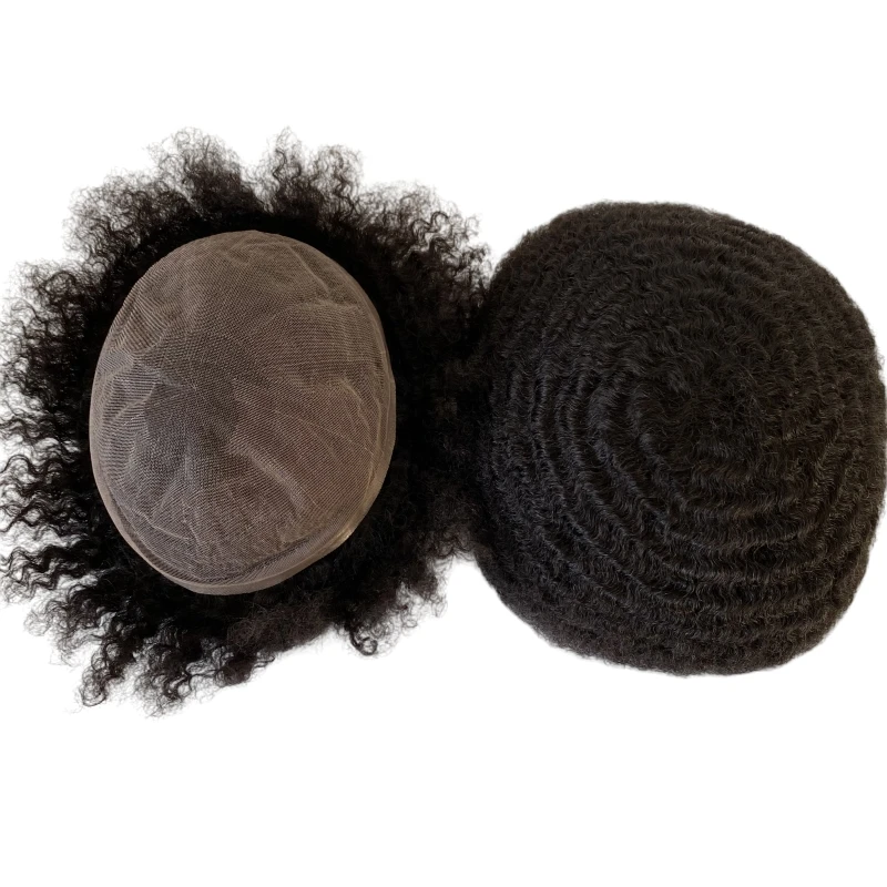 10mm Wave Toupee #1b Black European Virgin Human Hair Replacement 8x10 Toupee Full Lace Unit for Black Men