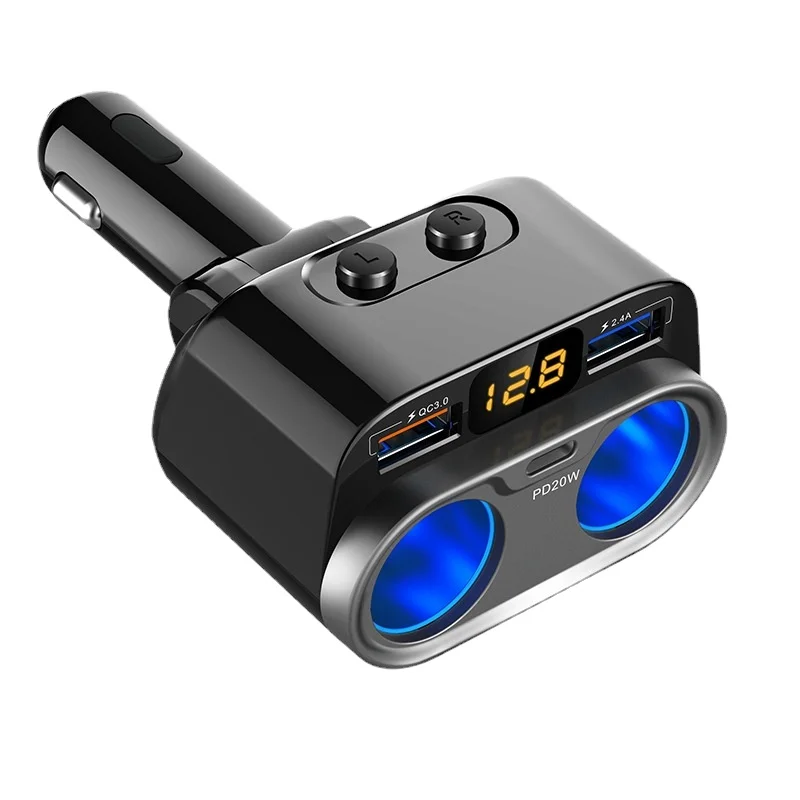 

Car Cigarette Lighter C47PQ with 1-to-2 Ports, 150W High Power, Independent Switch, QC3.0/PD Fast Charging, 12V/24V