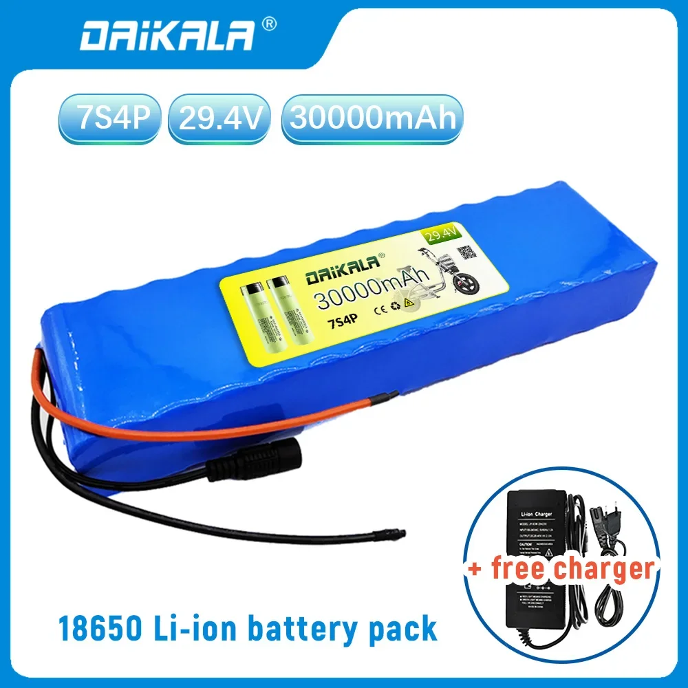 

DAIKALA 7S4P 29.4V 24000mAh Rechargeable Electric Scooter Battery Pack 18650 Lithium For Modified E-bikes Li-lon Free Charger