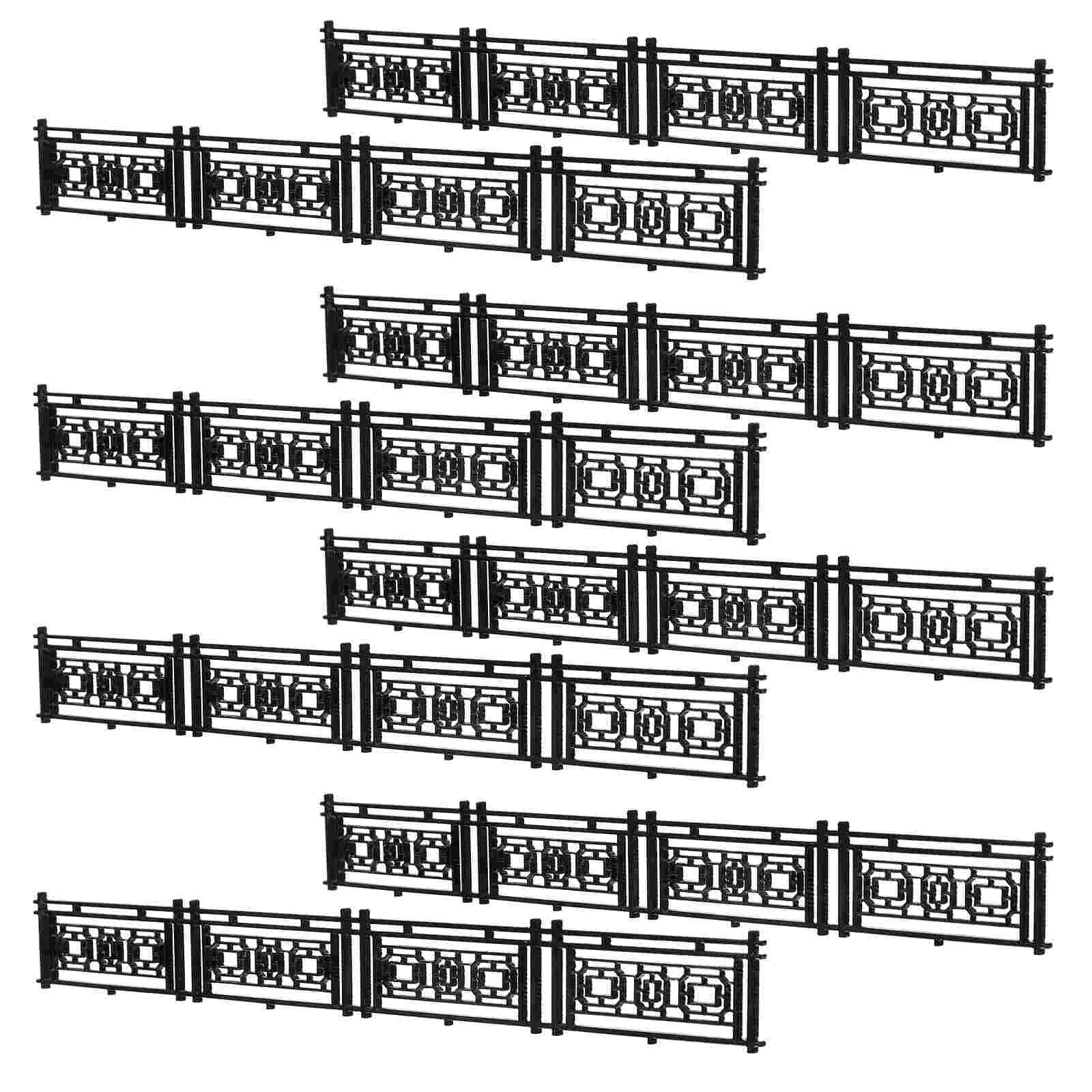

8 Pcs Hand-assembled Sandbox Architectural Model Railings Black Fence Miniature Fairy Garden Abs Micro Landscape