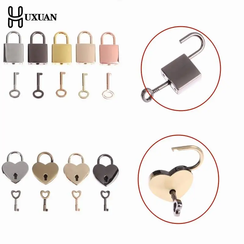 1Pcs Heart Shape Vintage Metal Mini Padlock Bag Suitcase Luggage Box
