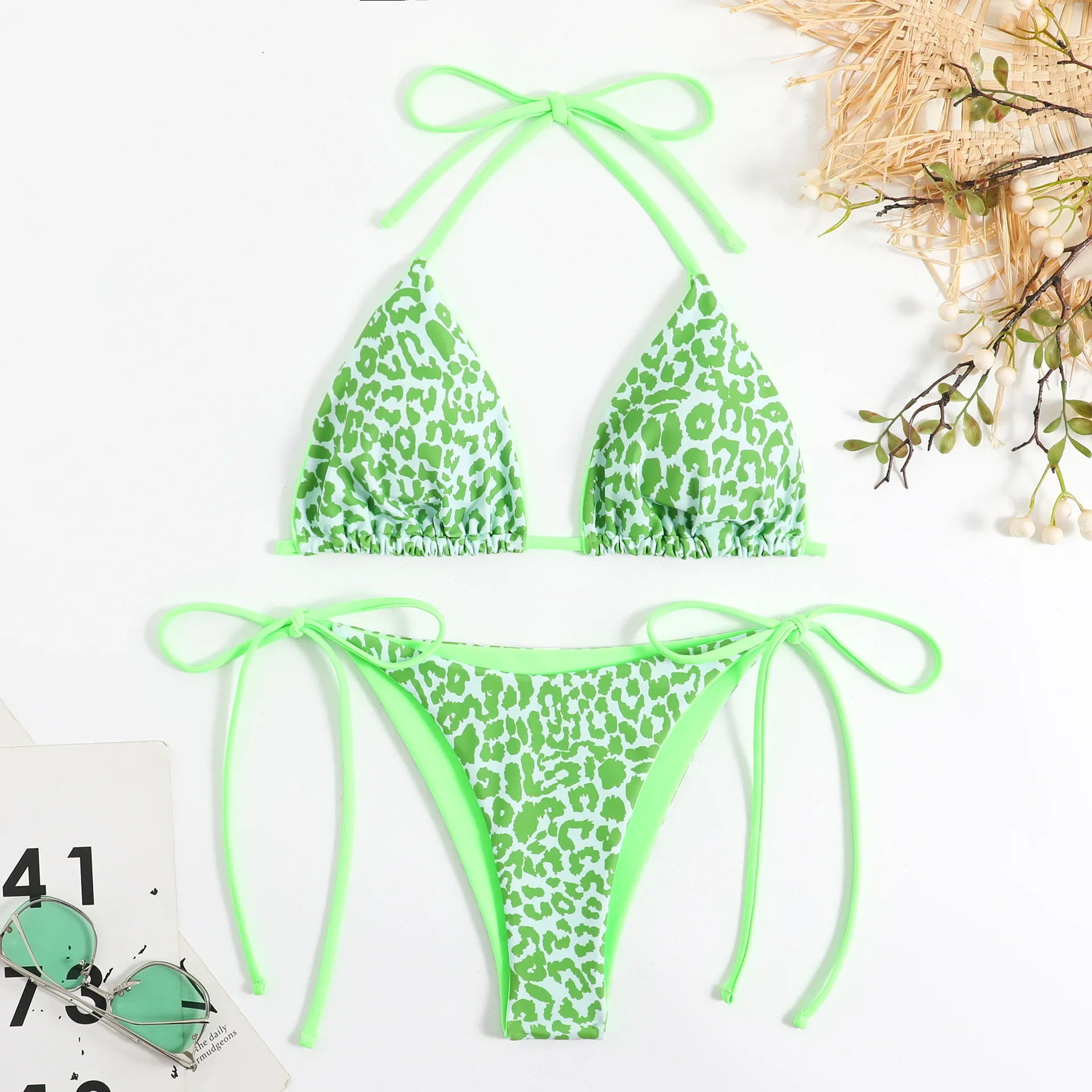 2024 Mini Leopard Pattern Bikinis Set Women High Cut Strap Push Up Swimwear Sexy Swimwear Padded Swimwear Summer Beach Vacation - Image 5