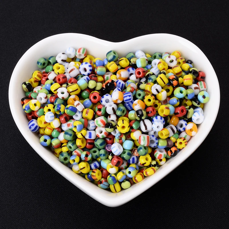 18g/36g 5mm Fashion Stripe Czech Glass Seed Round Spacer Beads For DIY Jewelry Making Bracelet Necklace Earring Accessories glass beads
