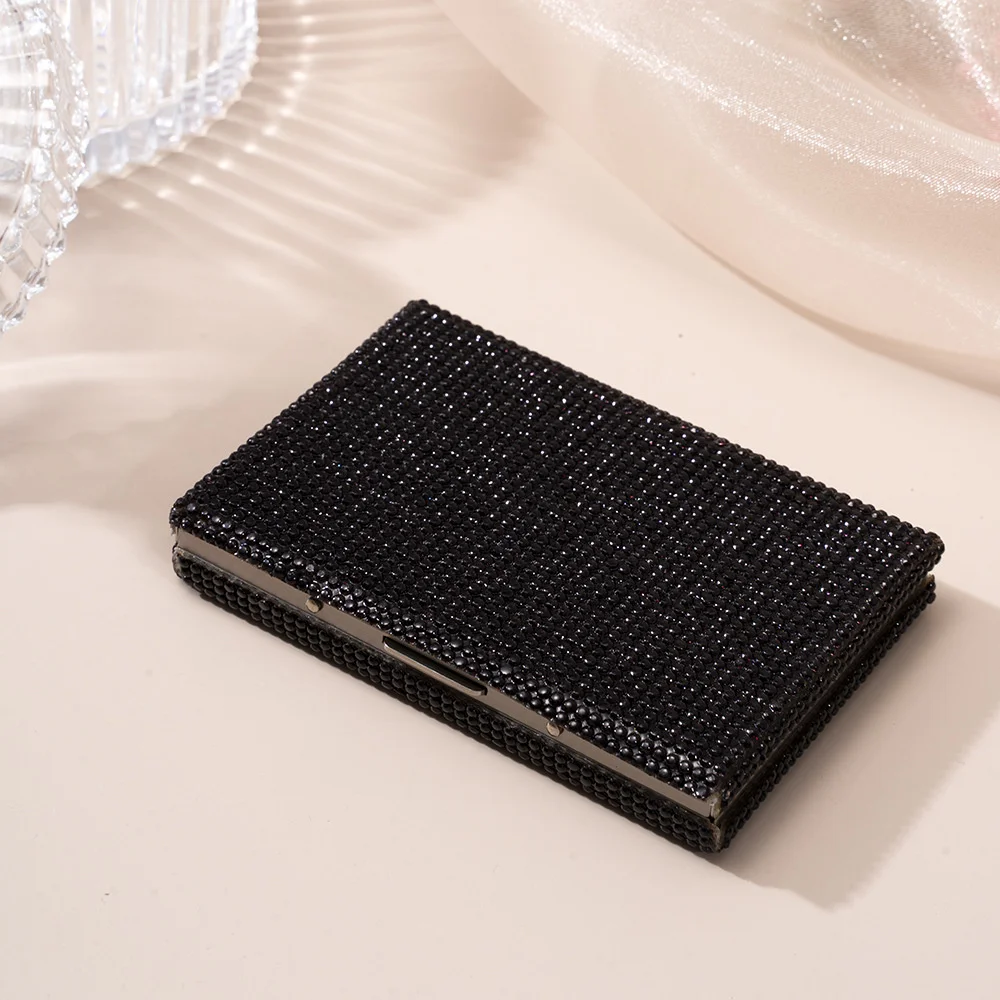 Rhinestone StainlessSteel Credit Card Holder Men Slim Anti Protect Travel ID Cardholder Women Rfid Wallet Metal Case Porte Carte 5