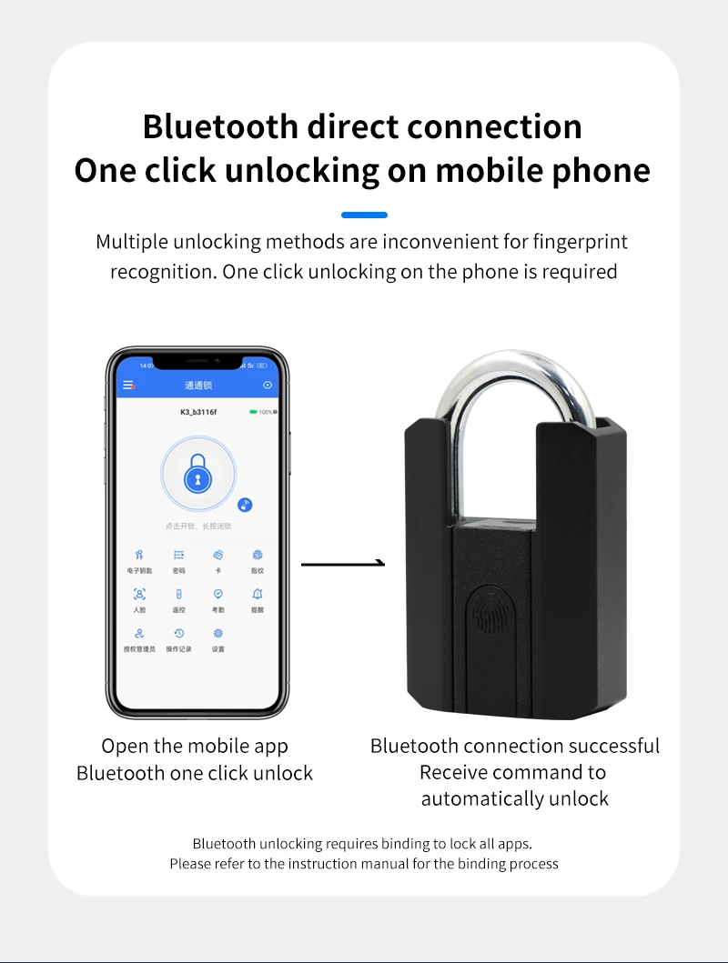 IP67 TTLock Smart Padlock Bluetooth APP Fingerprint Lock Keyless Bag Pad Lock G2