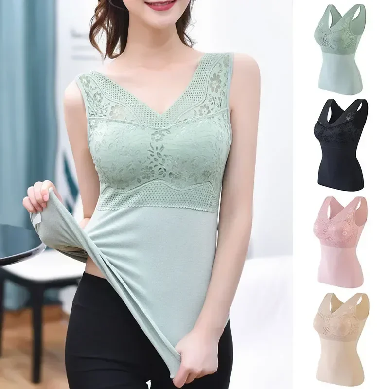 

Winter Bra Warm Women Thick Underwear With Velvet Padded Stretch Fleece Tank Vest Undershirt Tops Thermal Singlet Soft