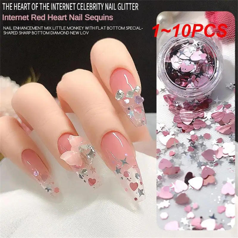 

1~10PCS Nail Art Accessories Creative Unique Lovely Fashionable Eye-catching Sequins Heart-shaped Manicure Accessories