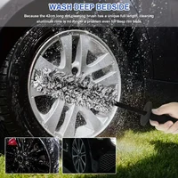 Car Wheel Cleaning Brush Rim Brush 37cm Non-Slip Handle Wheel And Rim Detailing Brush Auto Care For Car Motorcycle Bicycle 2