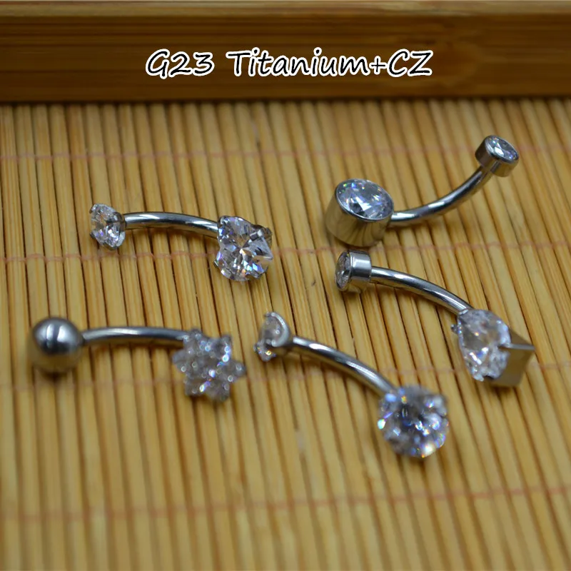 10PCS Körper Schmuck-G23 Titan CZ Smart Nabel Bauchnabel Körper Piercing 14Gx10x4/6mm Nabel Kurve Barbells Bauch Ringe Neue – Detail 3