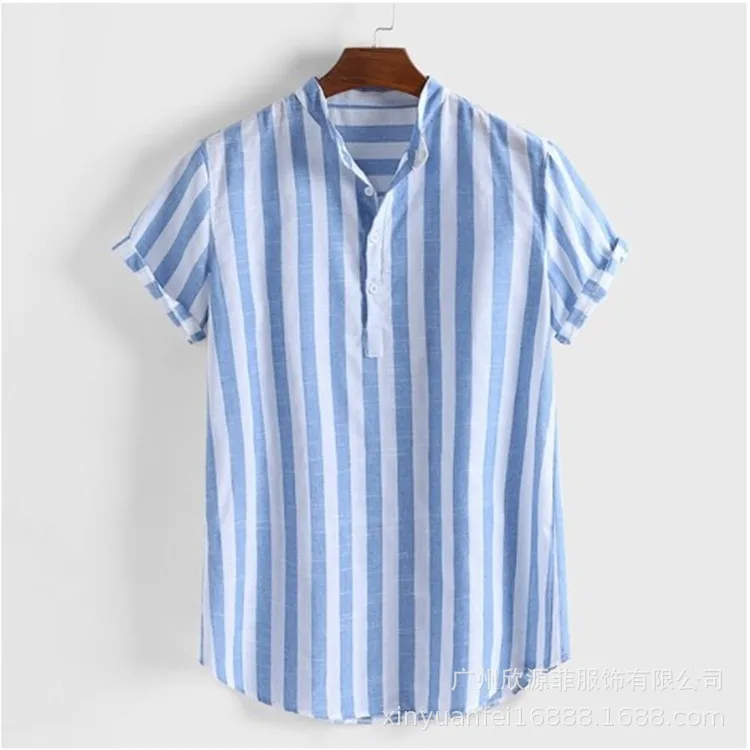 

Summer New Men's Shirt Striped Shirt Beach Shirt