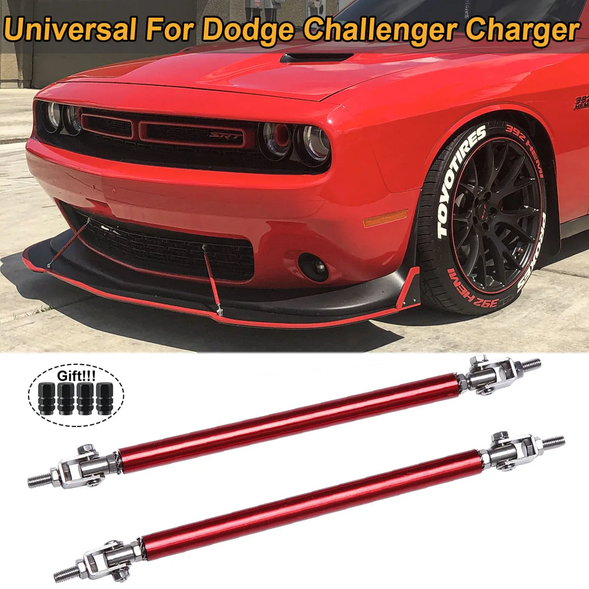 Universal Front Bumper Lip Splitter Strut Rod Tie Support Bar For Dodge