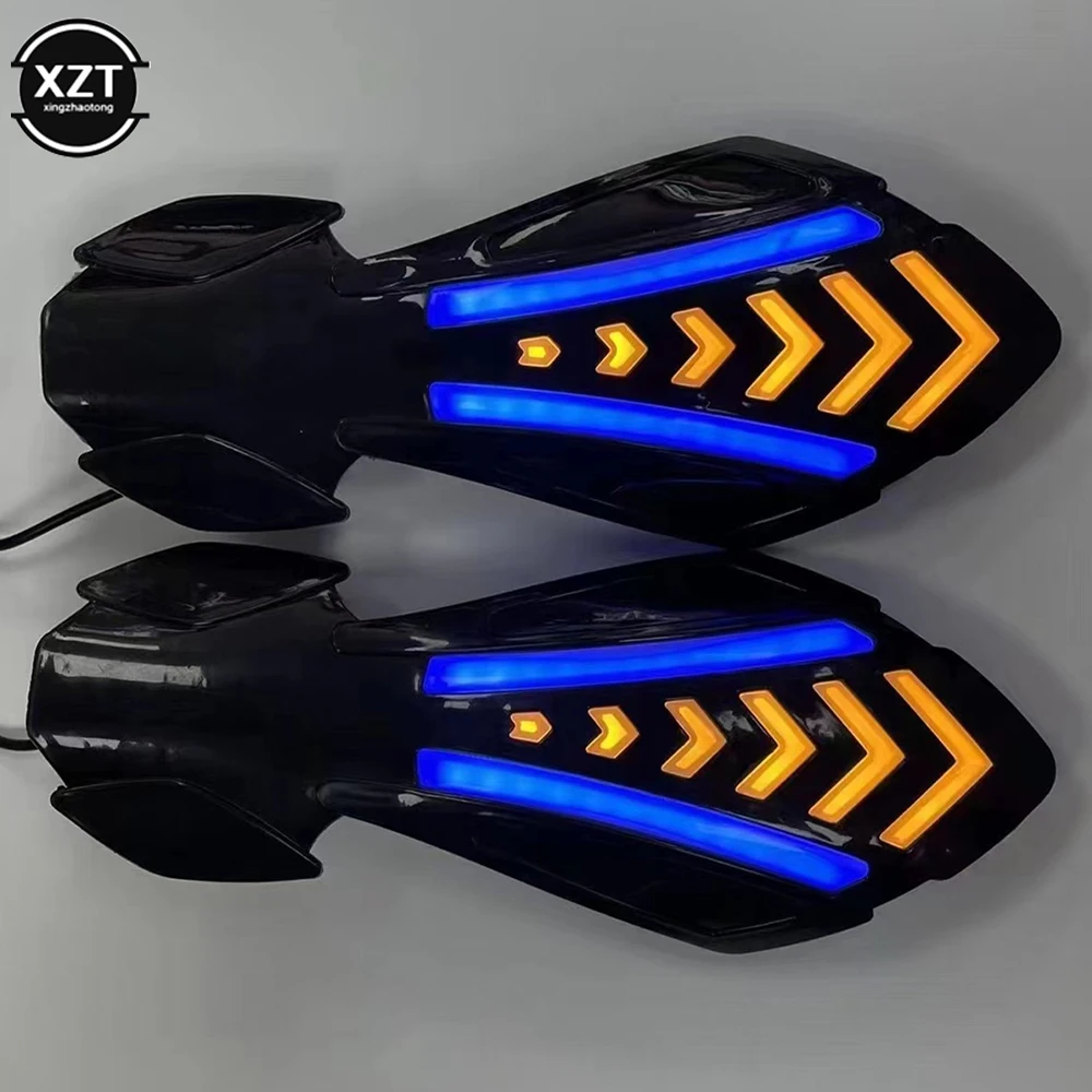 

Waterproof Windproof Motorcycle Handguards Motocross Handlebar Guards 1 Pair with LED Flowing Turn Signals