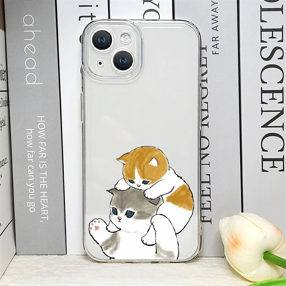 Charming Cartoon Cat Couple Shockproof Phone Case Cover