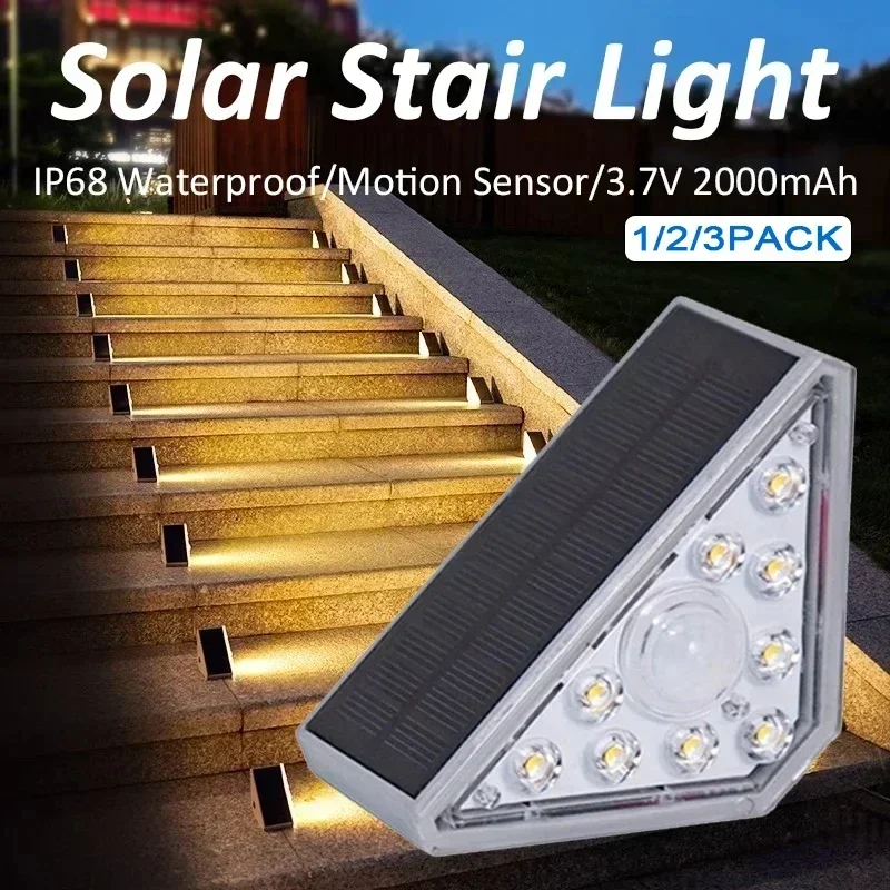 VOLISUN Luci solari per scale, confezione da 6 pezzi, luci solari per esterni, impermeabili, IP67, luci solari per gradini, luci per esterni, decorazione per scale da giardino, ponte, gradini