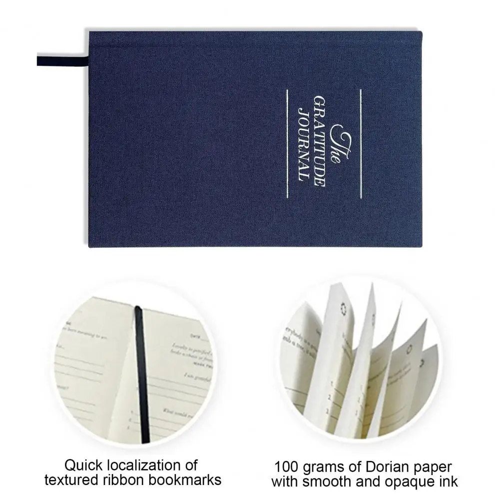 

Mindfulness Journal Premium A5 Gratitude Journal with Linen Hardcover Ribbon Bookmark Thick Paper Self-care for Gratitude