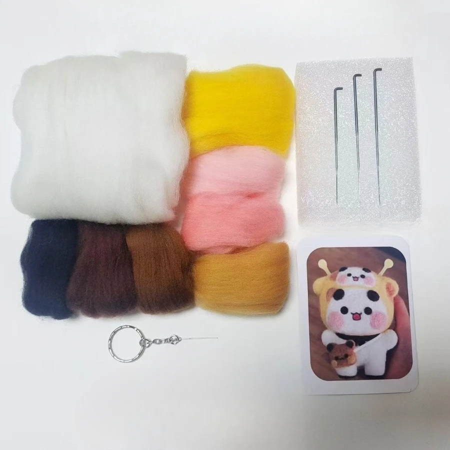 Bubu Dudu Wool Needle Felting Kit Non-finished Dolls DIY Felting Set Yier Panda Bear Handmade DIY Gift Animal Felt Crafts needle felting kit wool felting kit