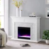 Torlington Indoor Electric Fireplace with Mantel, Color Changing LED Flame, White/Gray Marble 5