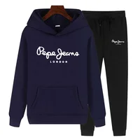 Women Two Piece Sets Tracksuit outfit Hooded Sweatshirts Pocket Drawstring Long Pants Suit Thick Casual Office Lady Autumn 1
