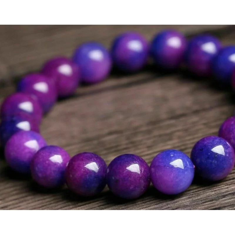 

6 / 8 / 10 / 12 / 14mm natural purple Sudian South African Round Bead Bracelet 7.5INCH