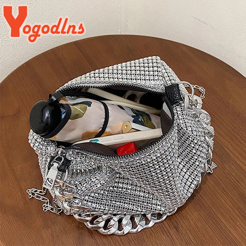 Yogodlns Bling Diamond Design Small Crossbody Messenger Bags Women Summer Trend Luxury Fashion Travel Shoulder Handbags Purses