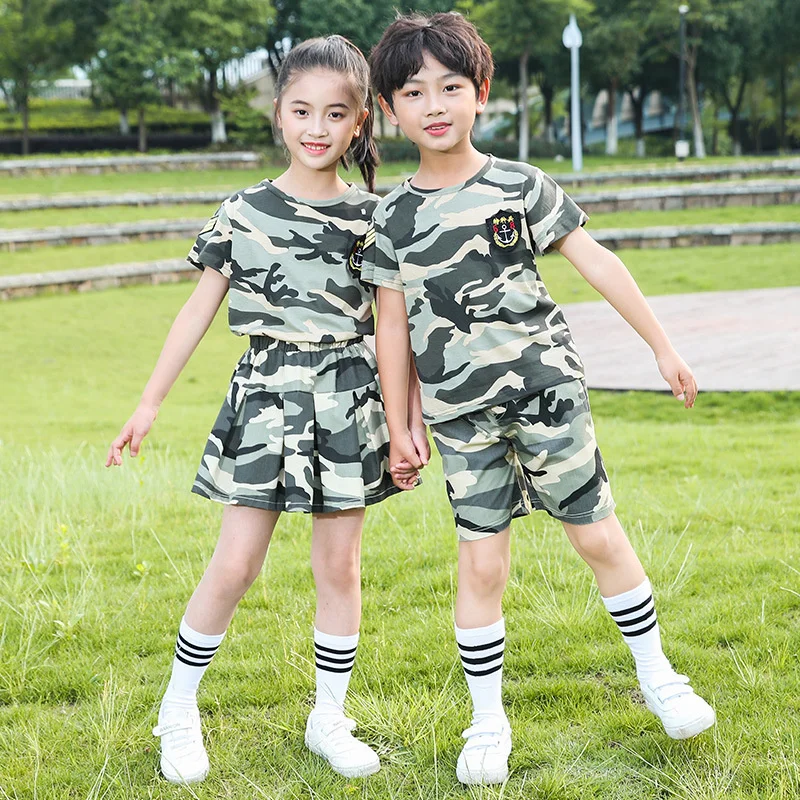 Children's camouflage suit, primary school students' short sleeved military training clothes, police, soldiers, children's