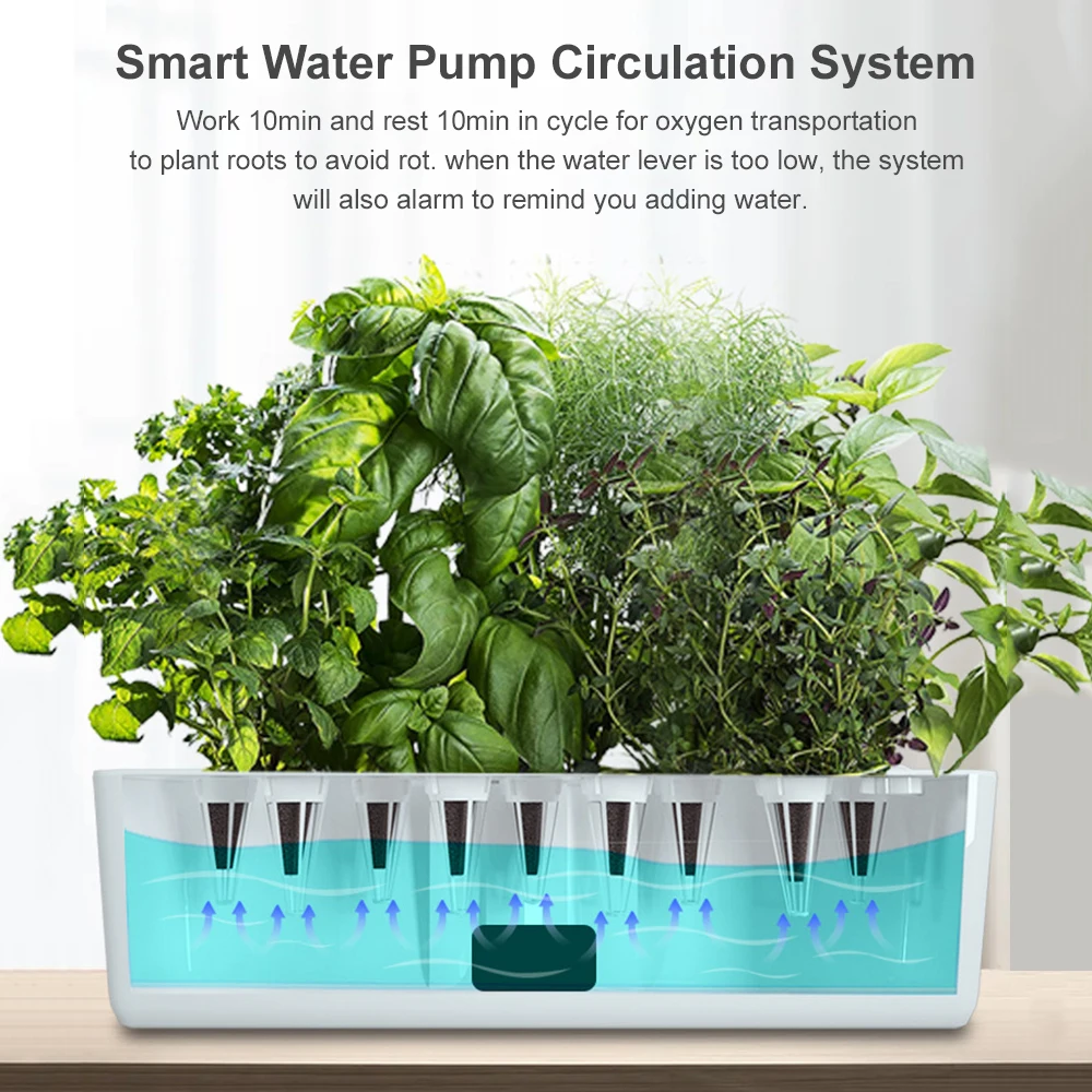 Garden Hydroponics Growing System Indoor Herb Garden Kit Automatic Timing  LED Grow Lights Smart Water Pump for Home Flower Pots