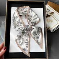 Fashion Print Hair Ribbon Scarf Women Neck Tie Bag Scarfs Satin Silk Skinny Headscarves Ladies Foulard Floral Bands 2022 New 1
