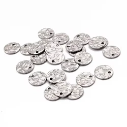 10pcs Stainless Steel Round Hammered Charms (10mm)