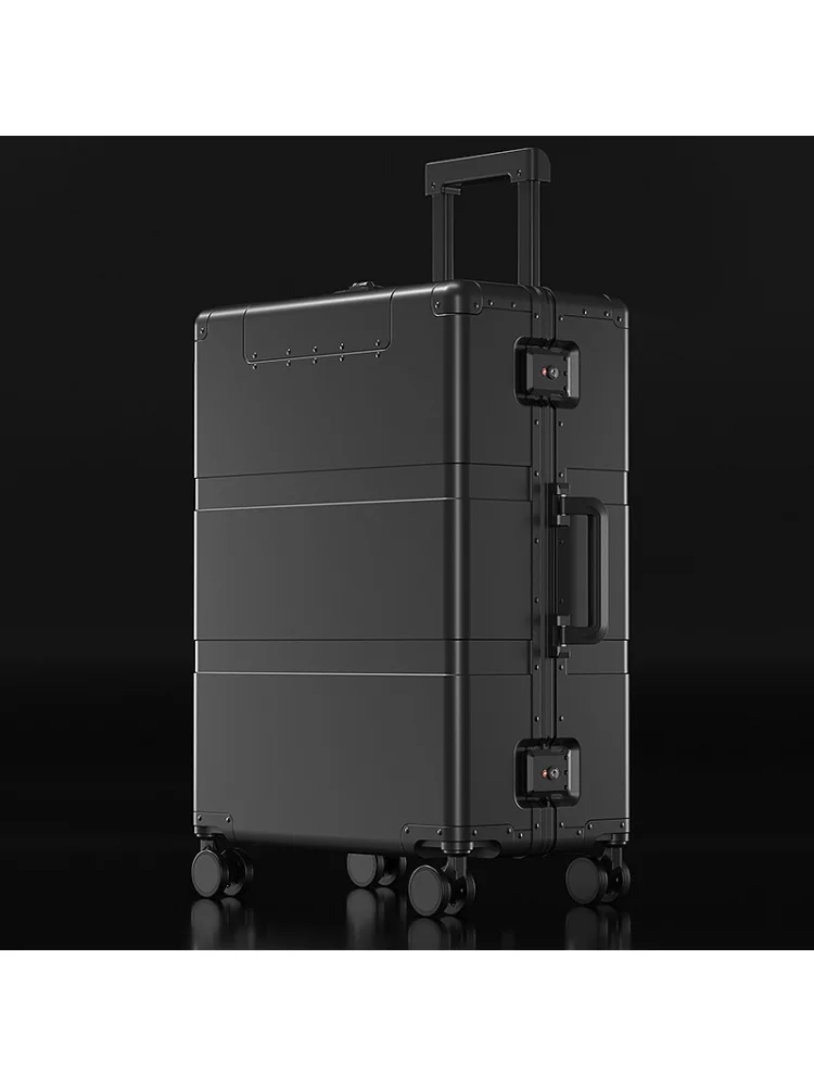 Aluminum-magnesium alloy anti-fall anti-wear high appearance level semi-open luggage 20 inches metal large capacity boarding hig