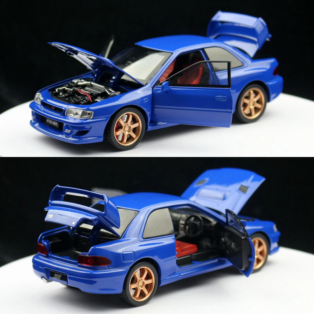 1/32 Subaru Impreza WRX 22B STI JDM Toy Car Model Diecast Metal Vehicle Miniature Sound & Light Pull Back Collection Gift Kid 6