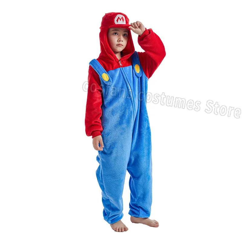 Anime game Luigi Super Mario cosplay costume Kigurumi adult unisex pajamas flannel jumpsuit pajamas jumpsuit