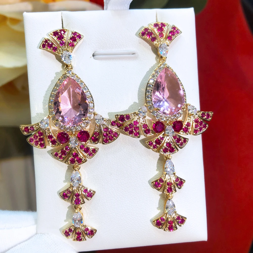 Kellybola Trendy New Drop Earrings Luxury Romantic Women Girl Charm CZ Shiny Fashion Ladies Daily Party Show Jewelry Best Gift