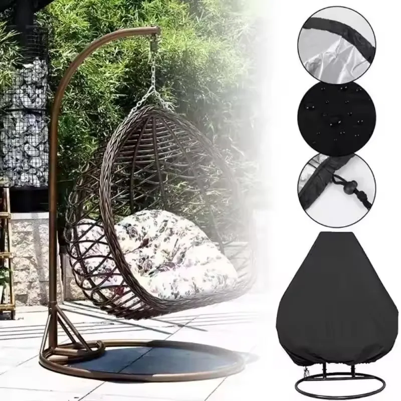 Patio Hanging Egg Chair Cover with Zipper Waterproof Windproof Swing Chair Covers with Buckle Outdoor Weather Resisatant